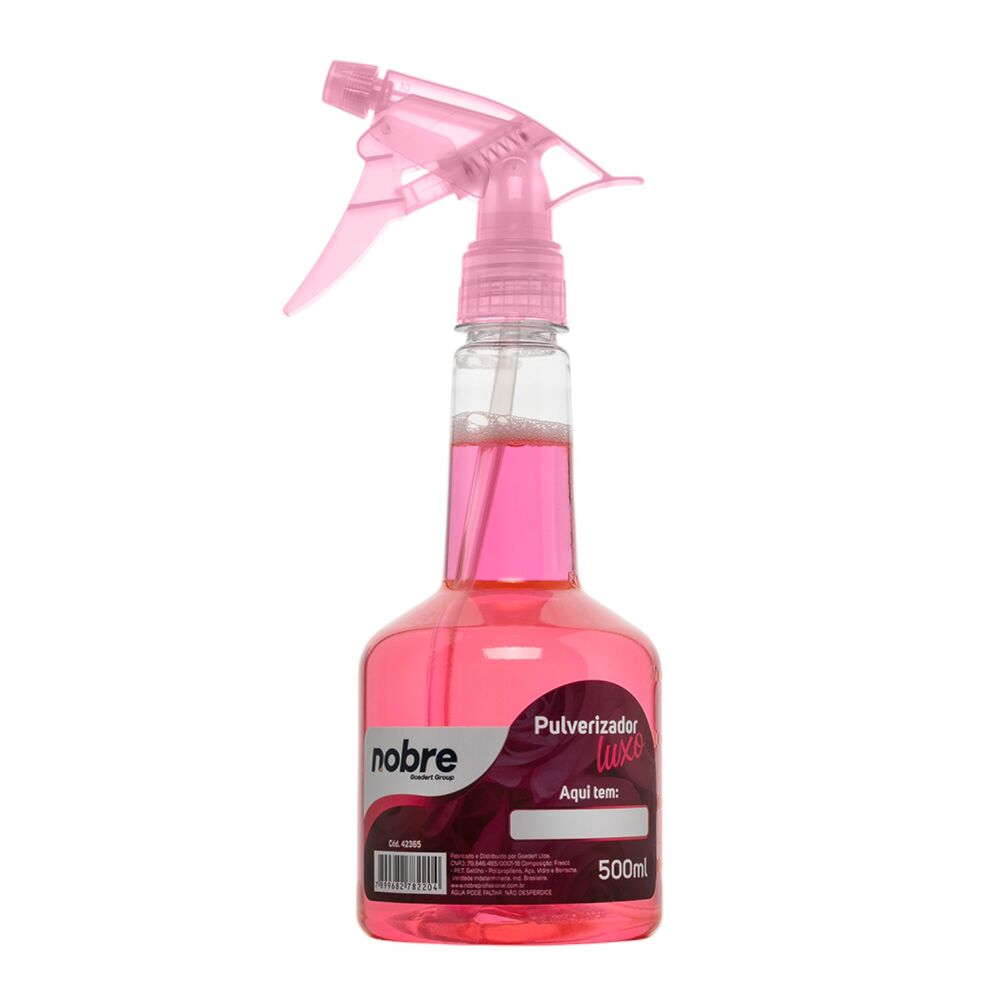 Pulverizador Transparente Luxo 500ml com Gatilho Floral Rosa - Nobre