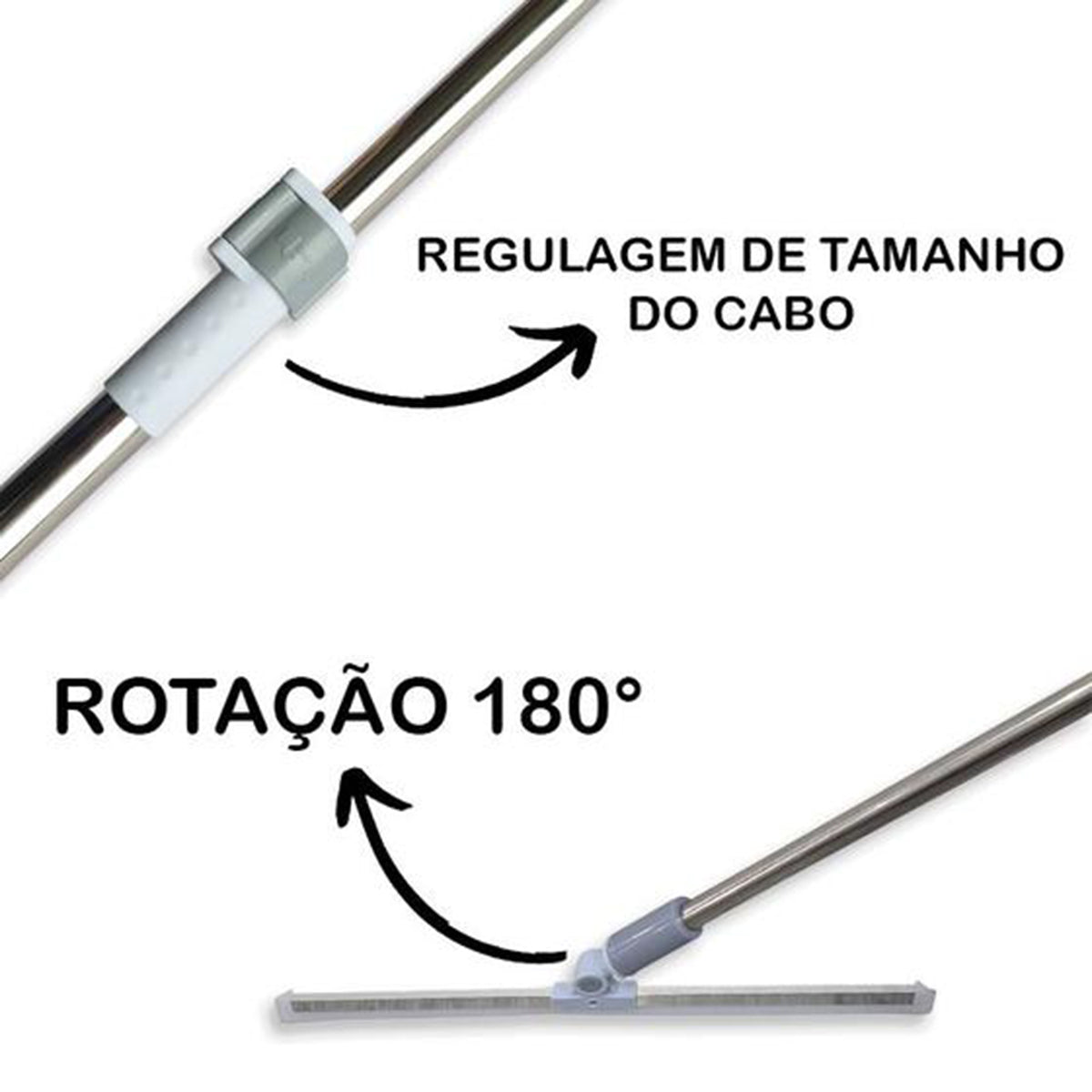 Rodo Vassoura Silicone Multifuncional Cabo Extensor Limpa Vidros Pisos